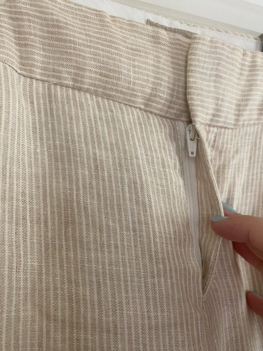 Banana Republic Women's Martin Fit Beige Linen Trouser Pants Size 10